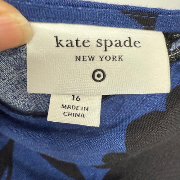 Target X Kate Spade One Shoulder Floral Jumpsuit Women's Sze 16 Blue Linen Blend - Picture 8 of 10